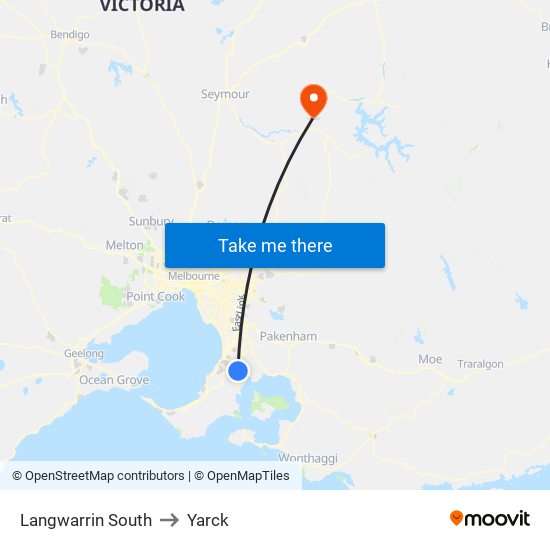 Langwarrin South to Yarck map