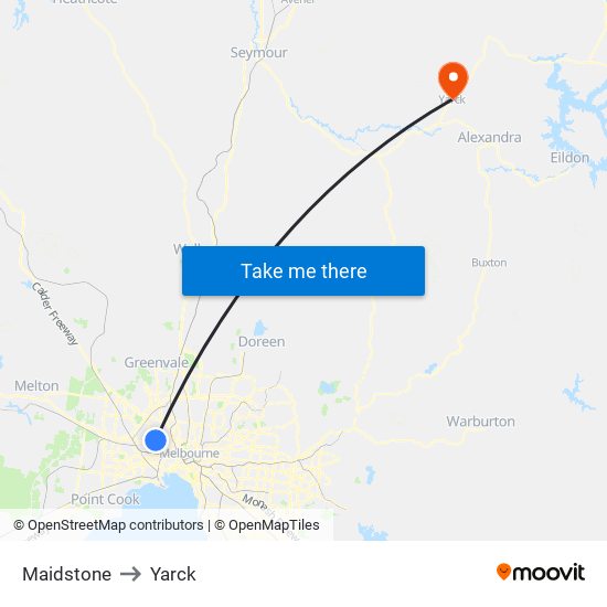 Maidstone to Yarck map