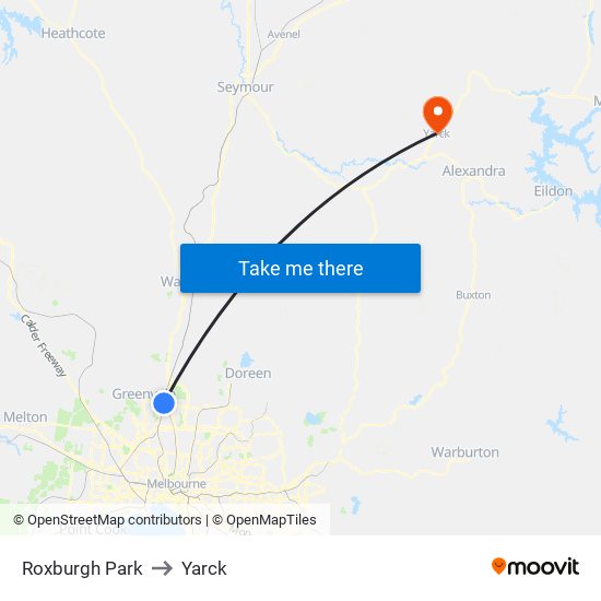 Roxburgh Park to Yarck map