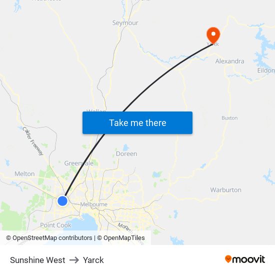 Sunshine West to Yarck map