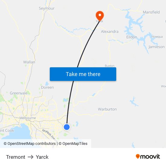 Tremont to Yarck map