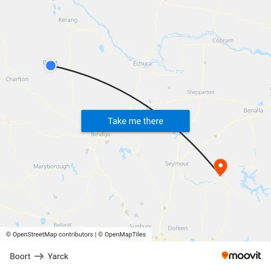 Boort to Yarck map