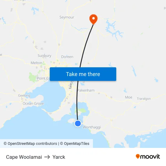 Cape Woolamai to Yarck map