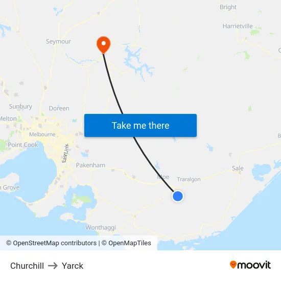 Churchill to Yarck map