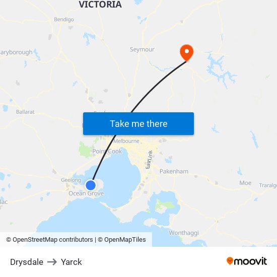 Drysdale to Yarck map