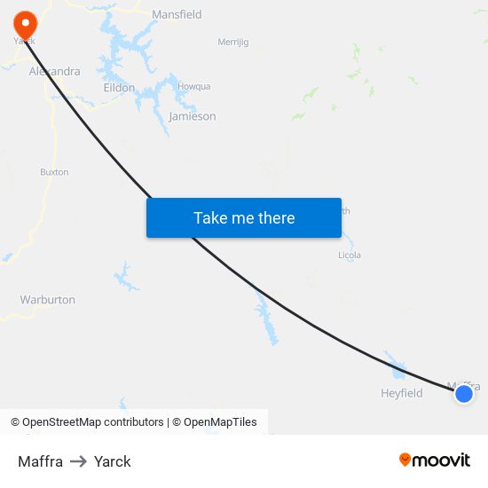 Maffra to Yarck map