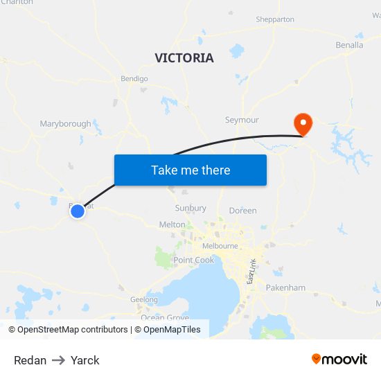 Redan to Yarck map