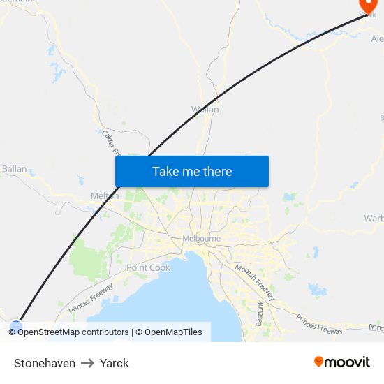 Stonehaven to Yarck map