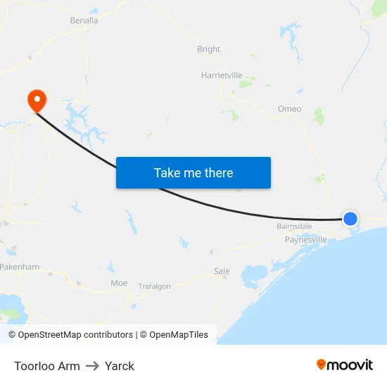 Toorloo Arm to Yarck map