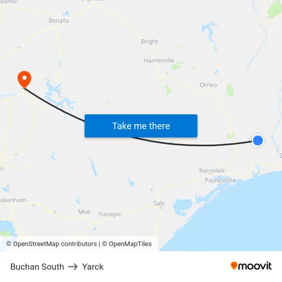 Buchan South to Yarck map