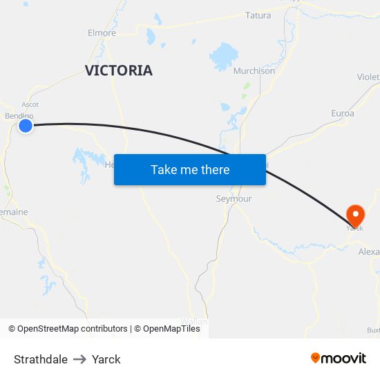 Strathdale to Yarck map