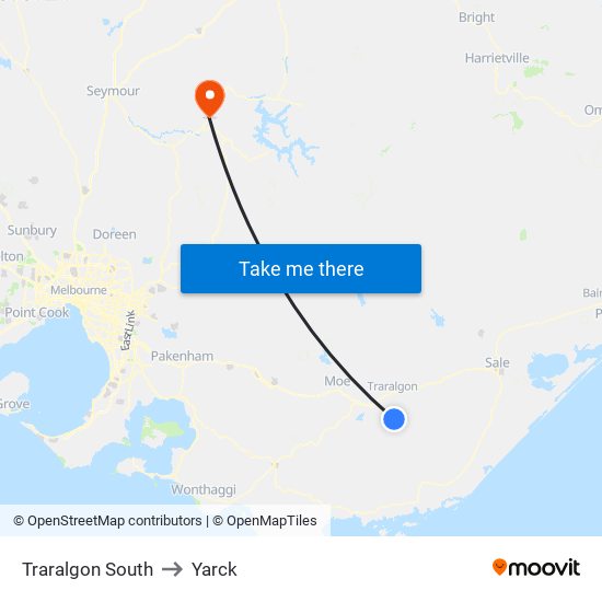 Traralgon South to Yarck map