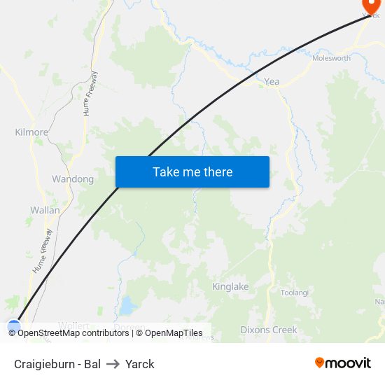 Craigieburn - Bal to Yarck map