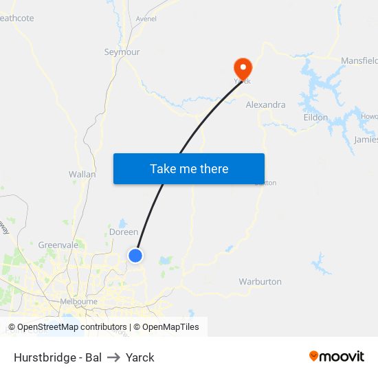 Hurstbridge - Bal to Yarck map