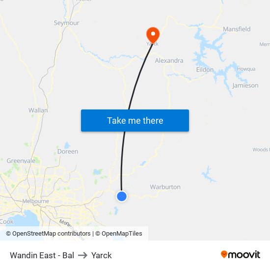 Wandin East - Bal to Yarck map