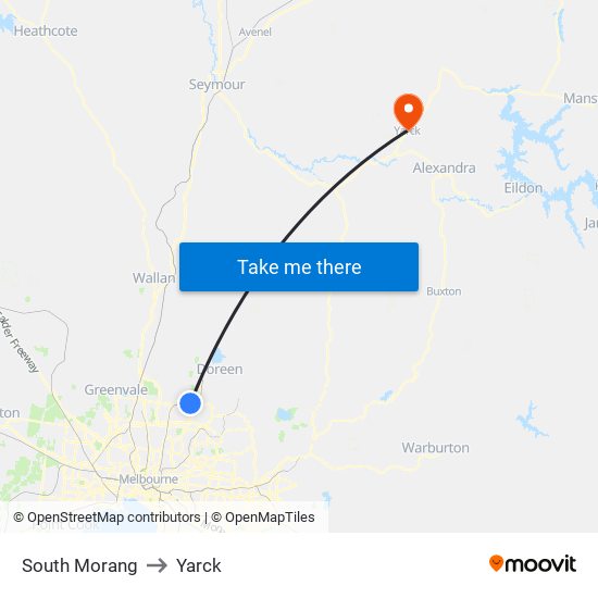 South Morang to Yarck map