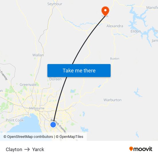 Clayton to Yarck map