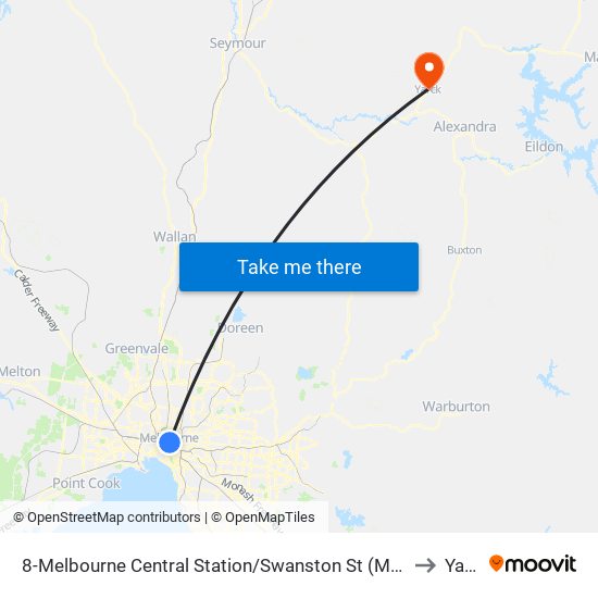 8-Melbourne Central Station/Swanston St (Melbourne City) to Yarck map