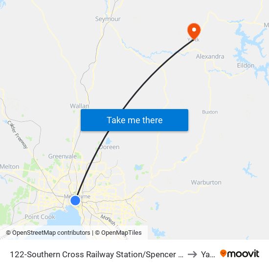 122-Southern Cross Railway Station/Spencer St (Melbourne City) to Yarck map