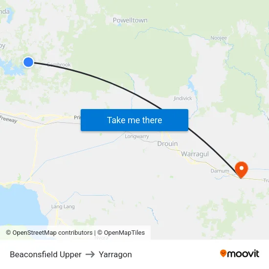 Beaconsfield Upper to Yarragon map