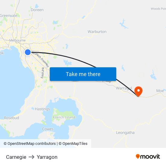 Carnegie to Yarragon map