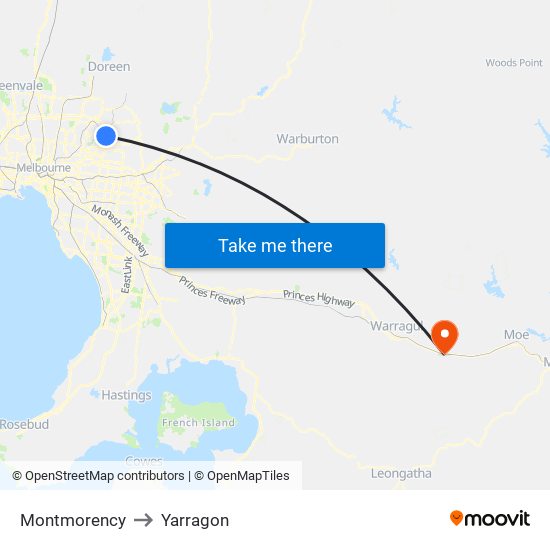 Montmorency to Yarragon map