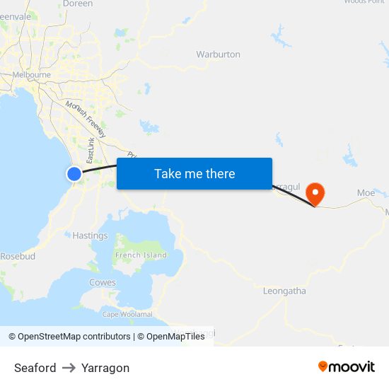 Seaford to Yarragon map