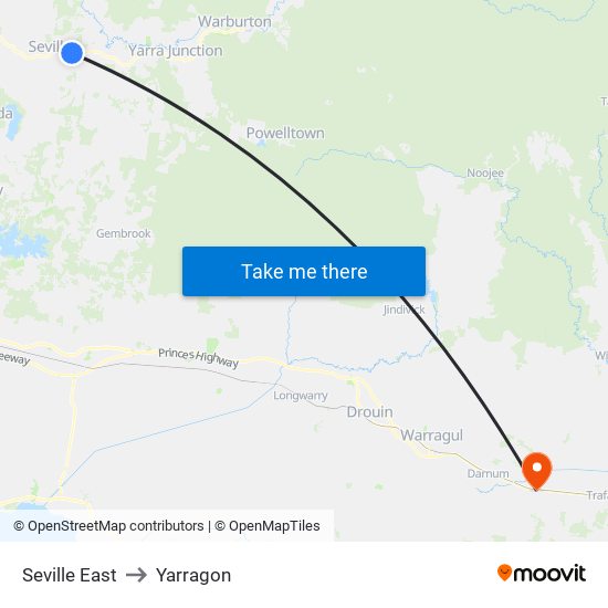 Seville East to Yarragon map