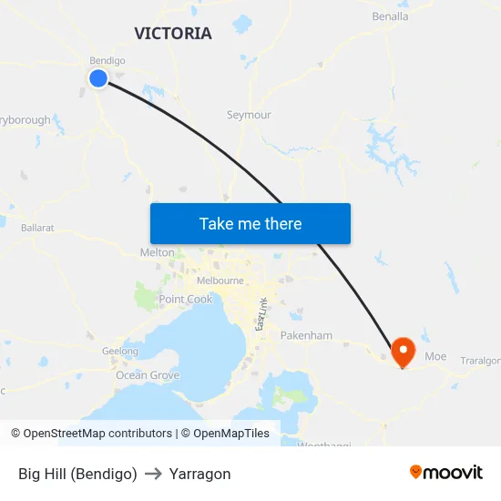 Big Hill (Bendigo) to Yarragon map