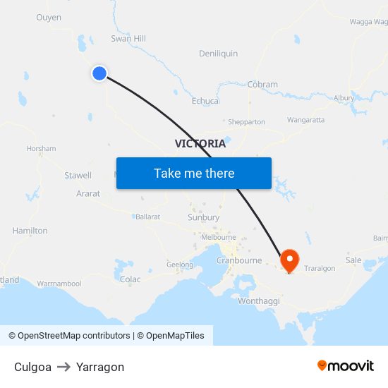 Culgoa to Yarragon map