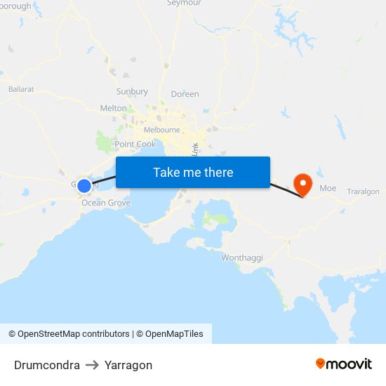 Drumcondra to Yarragon map