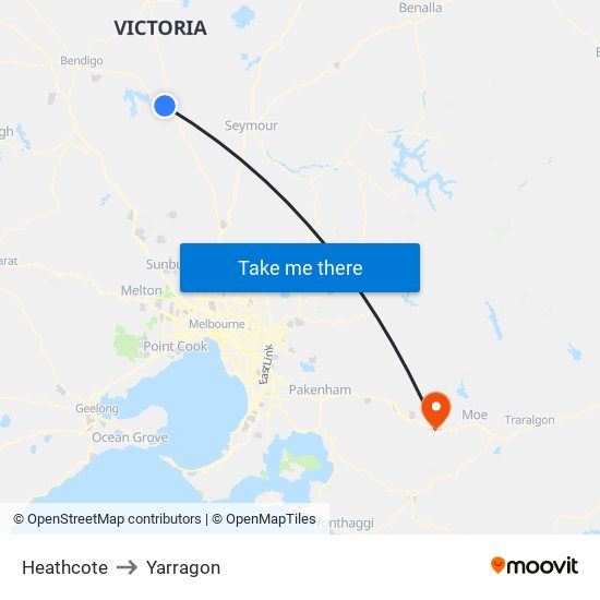 Heathcote to Yarragon map