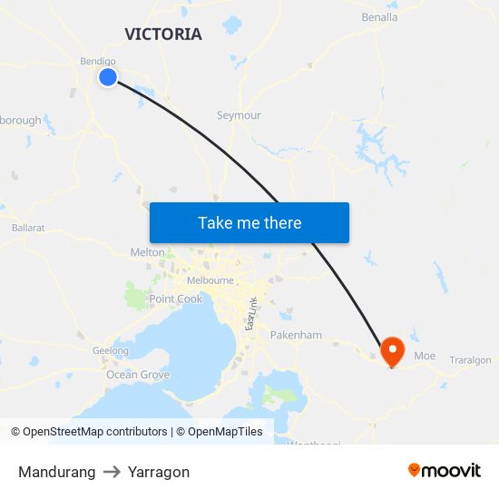 Mandurang to Yarragon map