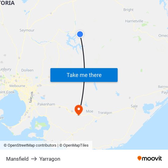 Mansfield to Yarragon map