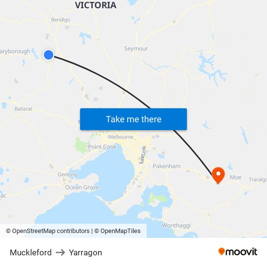 Muckleford to Yarragon map