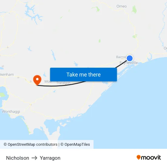 Nicholson to Yarragon map