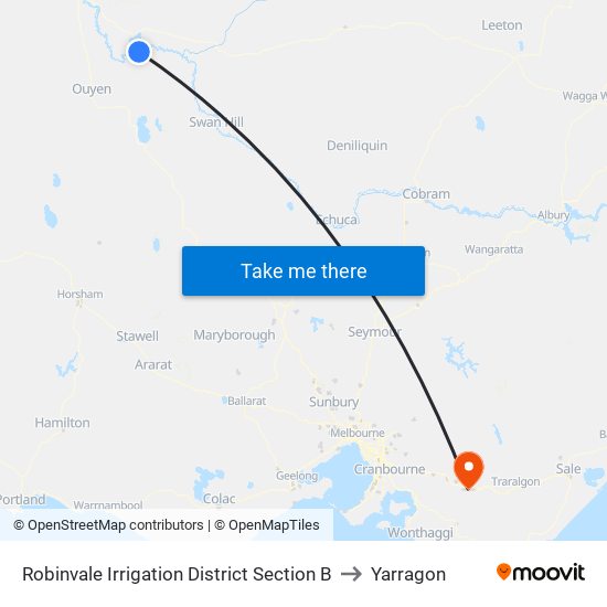 Robinvale Irrigation District Section B to Yarragon map