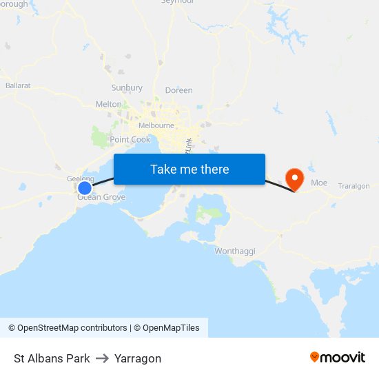 St Albans Park to Yarragon map