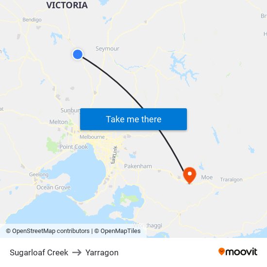 Sugarloaf Creek to Yarragon map