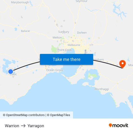 Warrion to Yarragon map