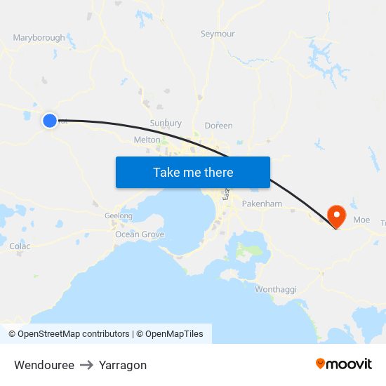 Wendouree to Yarragon map