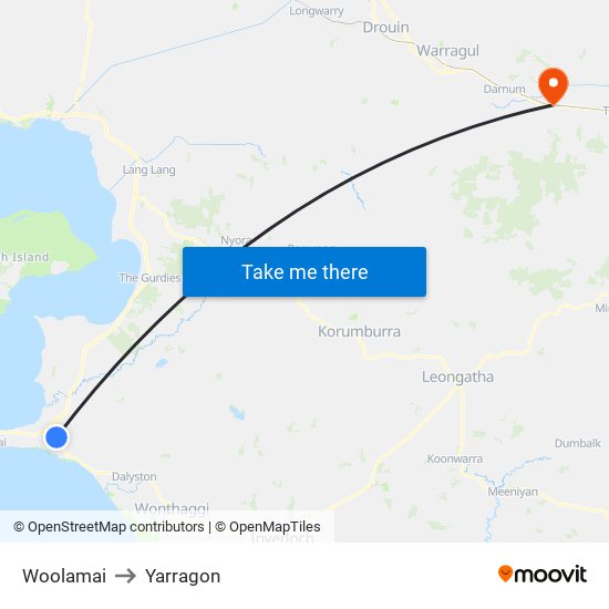 Woolamai to Yarragon map
