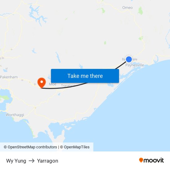 Wy Yung to Yarragon map