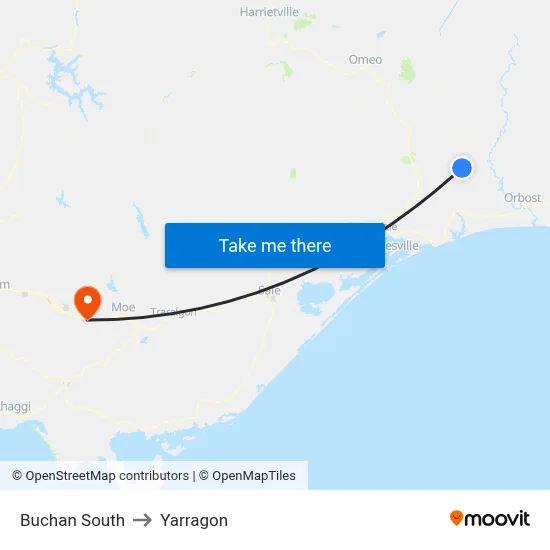 Buchan South to Yarragon map