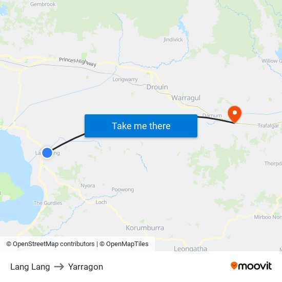 Lang Lang to Yarragon map