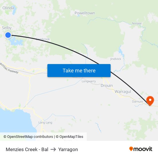 Menzies Creek - Bal to Yarragon map