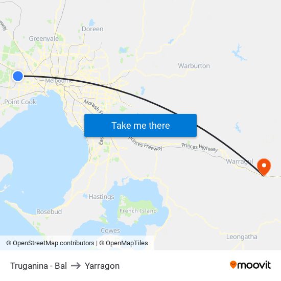 Truganina - Bal to Yarragon map