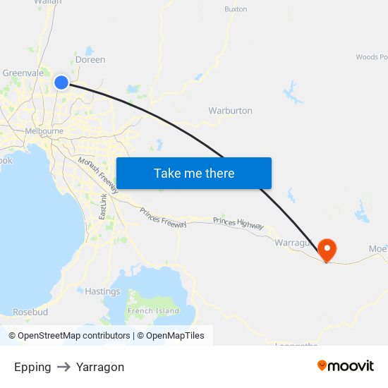 Epping to Yarragon map