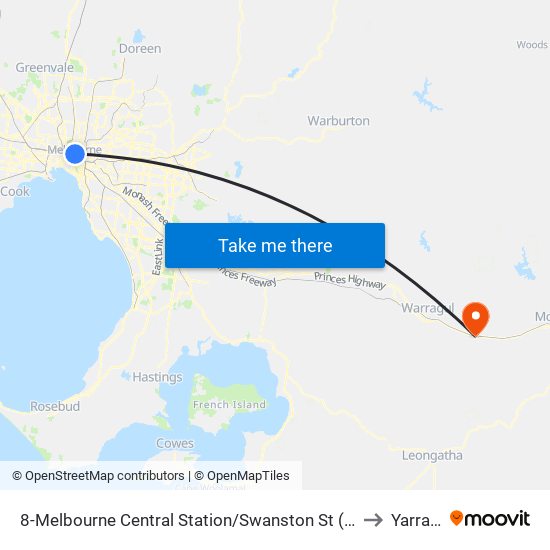 8-Melbourne Central Station/Swanston St (Melbourne City) to Yarragon map