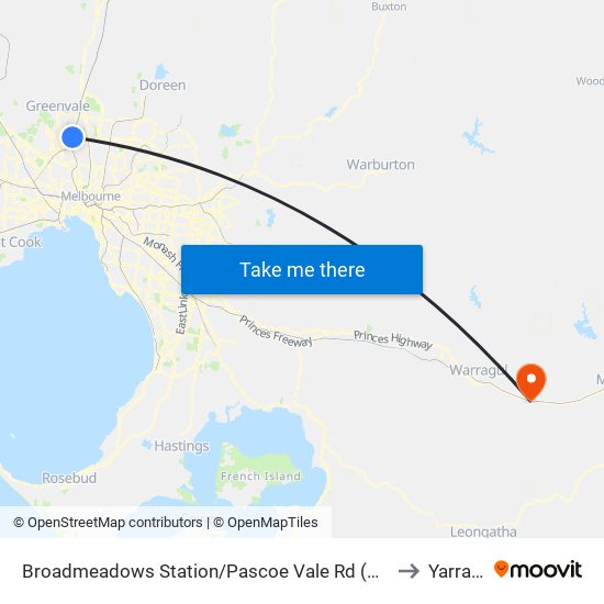 Broadmeadows Station/Pascoe Vale Rd (Broadmeadows) to Yarragon map